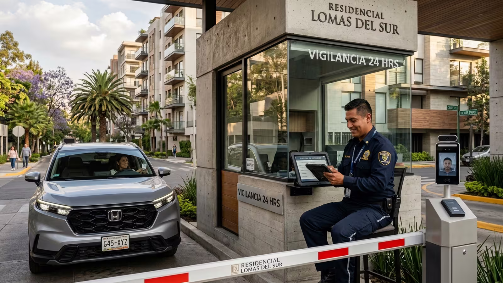 Caseta de control en un condominio residencial