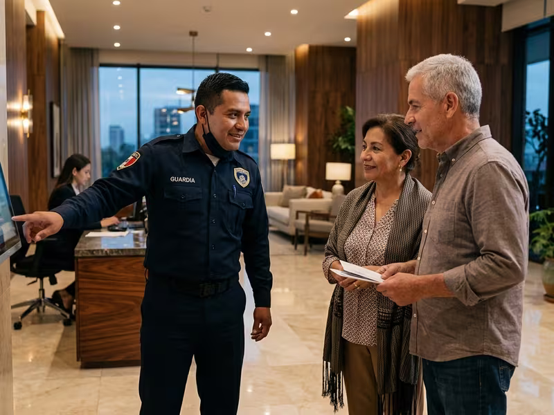 Aspirante a guardia de seguridad en entrevista de selección