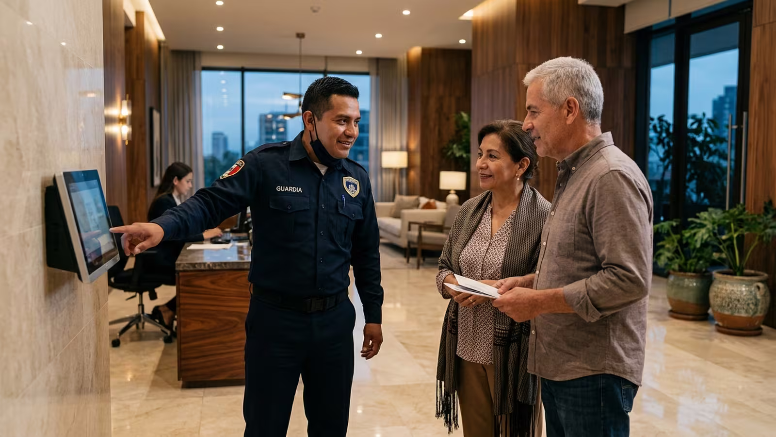 Aspirante a guardia de seguridad en entrevista de selección